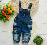 2017 Spring Cartoon cowboy Baby Belt pants cute Baby Boy Girl Boy pant High Quality Denim Overalls Infant Clothing Baby Clothes