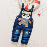 2017 Spring Cartoon cowboy Baby Belt pants cute Baby Boy Girl Boy pant High Quality Denim Overalls Infant Clothing Baby Clothes