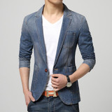 HOT 2017 New Spring Fashion Brand Men Blazer Men Trend Jeans Suits Casual Suit Jean Jacket Men Slim Fit Denim Jacket Suit Men