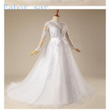 Hot 2017 lace long sleeve wedding dress plus size halter luxury wedding dress