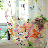 Hot 1MX2M Butterfly Printed Tulle Door Window Balcony Sheer Panel Screen Curtain Colorful Y1