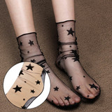 Hot 1Pair Women Sexy Breathable Silk Socks Soft Heap Elasticity Black Fishnet Lace Flower Mesh Ankle Elastic Hosiery Sock