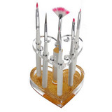 Hot 12 Holes Acrylic Pen Holder Heart Gold Rest Stand Display Makeup Nail Gel Brush Holder Home Office Pen Holder