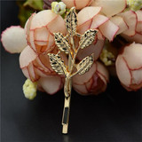 Hot 1 Pc Women Girl Trendy Popular Charming Golden Leaf Design Hairpin Hair Clip
