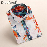 Dioufond New Autumn Floral Blouse Shirt Long Sleeve Women Casual Flower Print Shirts Cotton Black Pink Blouses Blusas Plus Size