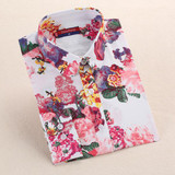 Dioufond Floral Blouse Shirt Women Long Sleeve Cotton Shirt Ladies Flower Printed Blouses Casual Chemise Femme Plus Size 5XL
