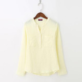 Dioufond Fashion Korean Style Women Shirts Long Sleeve Cotton Blouse Female V-Neck Solid Color White Shirts For Women Blusas