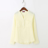 Dioufond Fashion Korean Style Women Shirts Long Sleeve Cotton Blouse Female V-Neck Solid Color White Shirts For Women Blusas