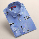 Dioufond Cotton Women's Blouse Animal Print Shirt Women Casual Stripe Shirt Female Owl Printed Shirt Women Blouses Summer Ladies Dioufond Cotton Women's Blouse Animal Print Shirt Women Casual Stripe Shirt Female Owl Printed Shirt Women Blouses Summer Ladies