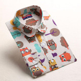 Dioufond Cotton Women's Blouse Animal Print Shirt Women Casual Stripe Shirt Female Owl Printed Shirt Women Blouses Summer Ladies Dioufond Cotton Women's Blouse Animal Print Shirt Women Casual Stripe Shirt Female Owl Printed Shirt Women Blouses Summer Ladies