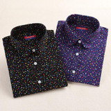 Dioufond Cotton Polka Dot Shirts Women Tops Blouses Long Sleeve Shirt Red Dot Casual Blouses Women Plus Size 5XL Blusa Feminina