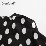 Dioufond Casual Pockets Women's Shirts Polka Dot Blusa Feminina V-neck Long Sleeves Women's Fashion Blouses White Black Red Tops