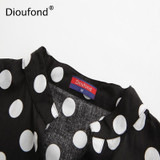 Dioufond Casual Pockets Women's Shirts Polka Dot Blusa Feminina V-neck Long Sleeves Women's Fashion Blouses White Black Red Tops