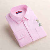 Dioufond Animal Embroidery Shirts Cats Women Solid Blouses Work Ladies Office Tops Female Blusas Plus Size Embroidery Shirt