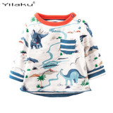 Dinosaur Boys Cotton T-shirt Kids Boys Clothing Full Sleeve Baby Boys T Shirts Kids Tees Cartoon Children Sweatshirts CG238
