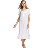 New 2017 Women Sleepwear Female Nightdress Cotton Nightgown Cute Short-Sleeved Women's Home Clothes Sleepwear