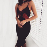 New 2017 women sexy celebrity knee length red black elastic bandage dress spaghetti strap club bodycon party dress wholesale New 2017 women sexy celebrity knee length red black elastic bandage dress spaghetti strap club bodycon party dress wholesale