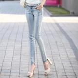 New 2017 Women Fashion Diamond Jeans Casual Denim Pants Woman Skinny Trousers Elastic Pencil Pants lager Size Women jeans