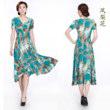 new 2017 women dress elegant one-piece summer dress floral print plus size women clothing vestidos femininos
