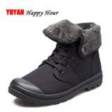 New 2017 Autumn Winter Boots Men Canvas Shoes Fashion Ankle Boots Warm Plush for Cold Winter Mens Boots Male Brand Footwear K090