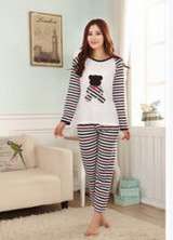 New 2017 Autumn Spring Women Men Pajama Sets Long Sleeve O-Neck Sleepwear Pajamas Cartoon Women Men Pajama Sets Good Quality