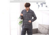 New 2017 Autumn Men Pajama Sets Breathable Cotton Long-Sleeve Male Pyjamas Sleepwear Plus Size L-3XL Pajamas Soft Homewear
