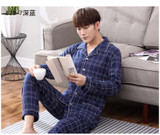 New 2017 Autumn Men Pajama Sets Breathable Cotton Long-Sleeve Male Pyjamas Sleepwear Plus Size L-3XL Pajamas Soft Homewear