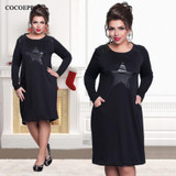 NEW 2017 Autumn casual women loose dresses big sizes vestido de festa fashion plus size women clothing Long sleeve dress L-6XL