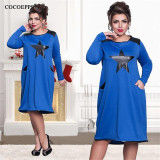 NEW 2017 Autumn casual women loose dresses big sizes vestido de festa fashion plus size women clothing Long sleeve dress L-6XL