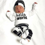 New 2017 autumn baby boy clothes long sleeve letters t-shirt+pants+cap newborn baby girl clothing set infant 3pcs suit