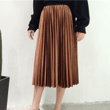 New 2017 Autumn And Winter High Waisted Skinny Female Velvet Skirt Pleated Skirts Pleated Skirt Free Shipping