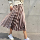 New 2017 Autumn And Winter High Waisted Skinny Female Velvet Skirt Pleated Skirts Pleated Skirt Free Shipping