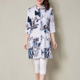 2017New women summer long blouses print vintage blouse shirt plus size women floral half sleeve blusas kimono