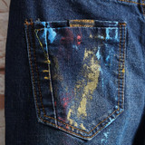 2017New luxury brand fashion stretch mens jeans printing jeans men casual slim fit trousers denim printed jeans pants