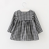 2017new Cute Baby Kid Girls Casual Plaid Dress Long Sleeve Princess Children Clothes