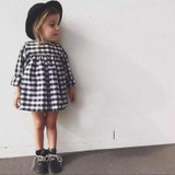 2017new Cute Baby Kid Girls Casual Plaid Dress Long Sleeve Princess Children Clothes