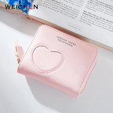 2017New Designer Heart Cute Pink Small Wallet for Women Lady Mini Clutch Coin Purse Card Holder Pocket Girl Short Wallets Zipper