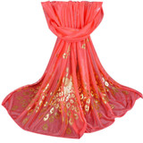 2017Fashion 2017 Long Gold peacock print chiffon scarves woman thin shawl turban belt wholesale hijab fashion arabic scarfs wrap