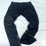 2017ankle zipper design biker jeans new style men pants black destroyed denim biker mens slim skinny jeans ripped male trousers