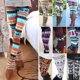 2017 Xmas Fashion Winter Warm Womens Christmas Snowflake Print Knitted Leggings Cotton Pants Xmas Gift