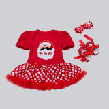 2017 Xmas Santa Costume Baby Girl Tutu Dress + headwear + shoes Infant Newborn Christmas Clothing for Party Children Clothes