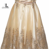 LOVONEY Elegant A-Line Cocktail Dresses Knee Length Occasion Dresses Plus Size Gold Short Prom Dress 2017 Party Dresses M240
