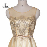LOVONEY Elegant A-Line Cocktail Dresses Knee Length Occasion Dresses Plus Size Gold Short Prom Dress 2017 Party Dresses M240
