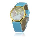 Lovesky Fashion 2016 Womens Watches Retro World Map Design Leather Alloy Band Analog Quartz Wrist Watch Freeshipping & Wholesale