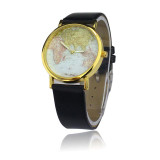 Lovesky Fashion 2016 Womens Watches Retro World Map Design Leather Alloy Band Analog Quartz Wrist Watch Freeshipping & Wholesale