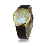 Lovesky Fashion 2016 Womens Watches Retro World Map Design Leather Alloy Band Analog Quartz Wrist Watch Freeshipping & Wholesale