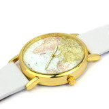 Lovesky Fashion 2016 Womens Watches Retro World Map Design Leather Alloy Band Analog Quartz Wrist Watch Freeshipping & Wholesale