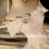 Loverxu Vestido De Noiva Sexy Boat Neck A Line Wedding Dresses 2018 Short Sleeve Appliques Beaded Vintage Bridal Gown Plus Size
