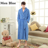 Lovers Winter Long Thick Warm Bathrobe Men Thermal Coral Fleece Kimono Bath Robe Male Classic Dressing Gown Mens Flannel Robes