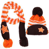 Lovely Winter Warm Children Skullies Beanies Caps 2pcs/set Kids 5 Star Printed Scarf Hat Set Baby Boys Girls Knitted Hats Caps